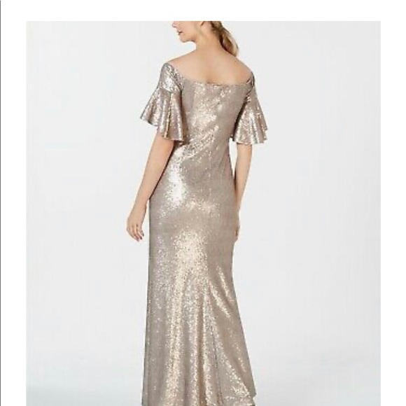 NWOT Calvin Klein gold sequin gown - Picture 2 of 7